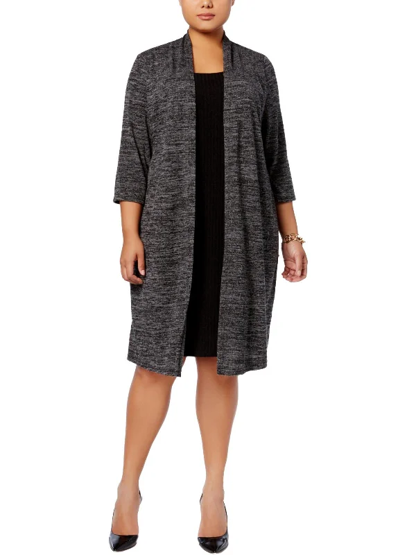 Factory Direct Sale Plus Womens Knit Knee-Length Sweaterdress