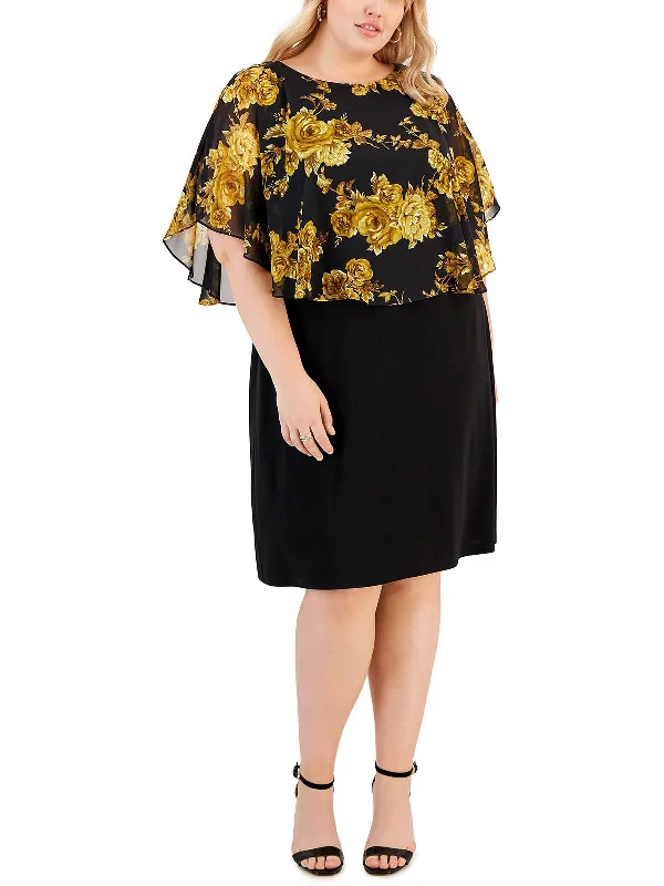 Huge Discounts Plus Womens Floral Midi Sheath Dress
