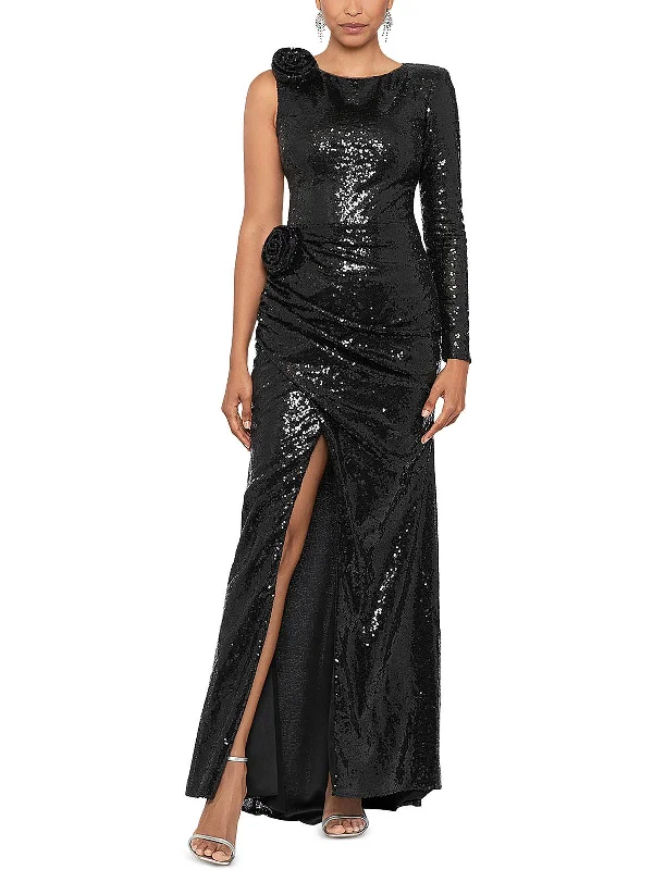 Epic Deals Womens Sequined One Shoulder Evening Dress