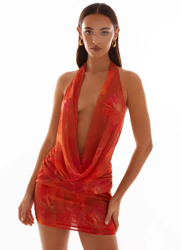 Deal Dash Elysia Chiffon Mini Dress - Amber