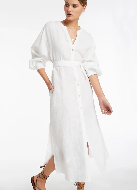 Best Bargains Jetset Shirred Cuff Shirt Dress - White