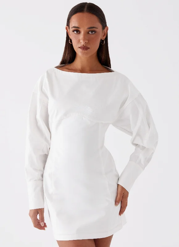 Time-Limited Offer Dynasty Shirt Mini Dress - White
