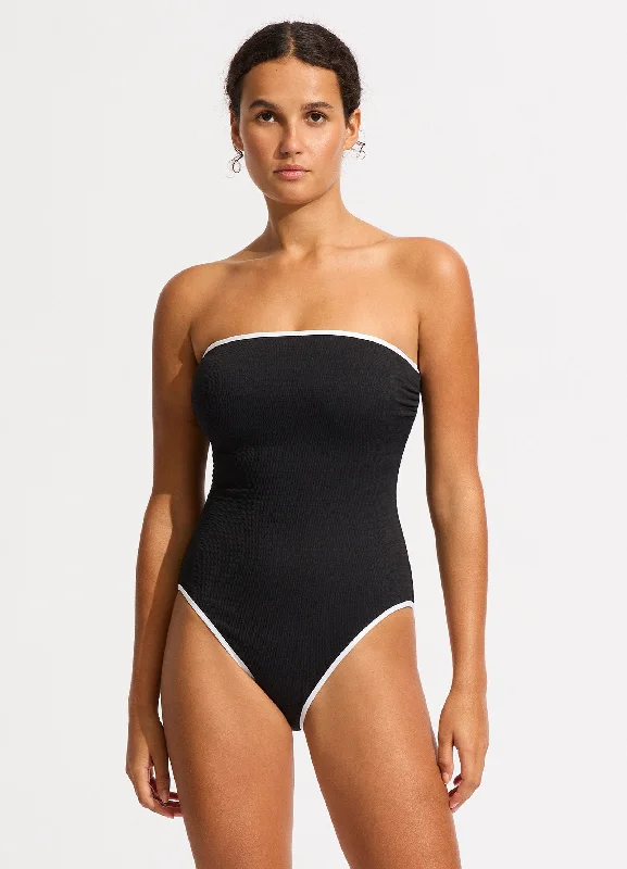 Act Now Beach Bound DD Bandeau One Piece - Black