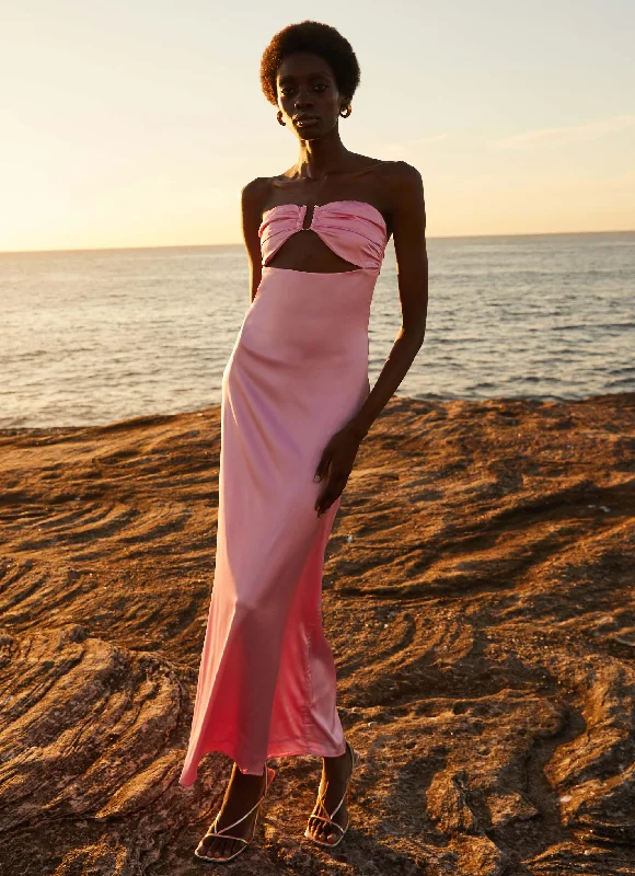 Weekend Deal Tropicana Satin Maxi Dress - Candy