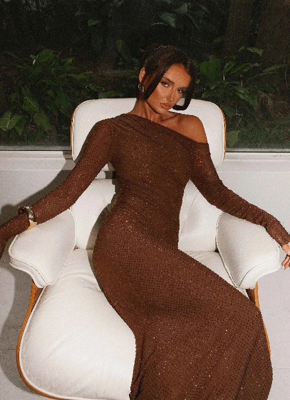 Incredible Offers Oriana Sequin Maxi Dress - Chocolate