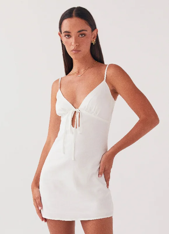 Bonus Savings Flora Linen Mini Dress - White