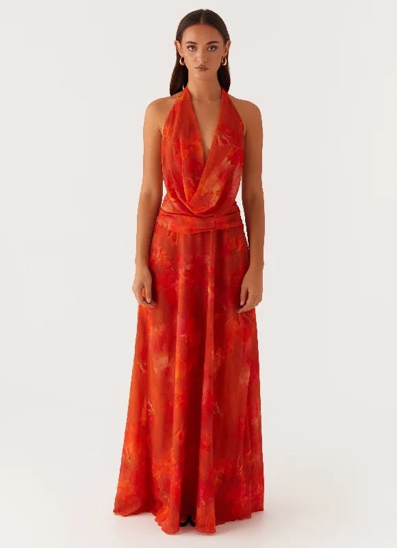 Price Fest Elysia Chiffon Maxi Dress - Amber