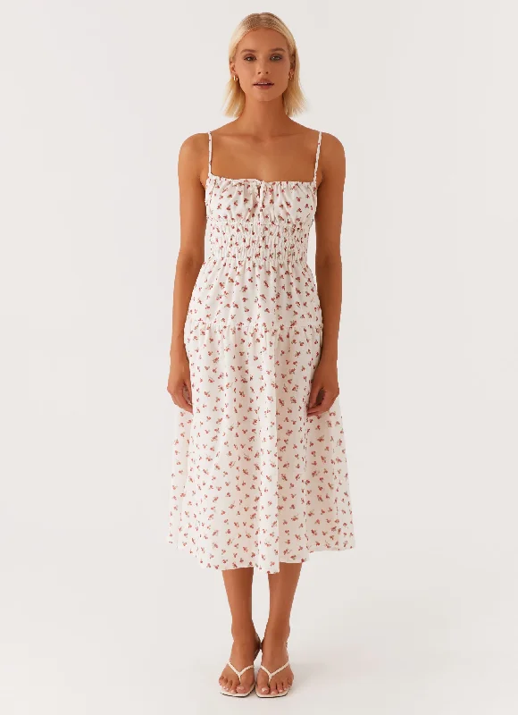 Year-End Sale Arla Midi Dress - Red Ditsy Floral