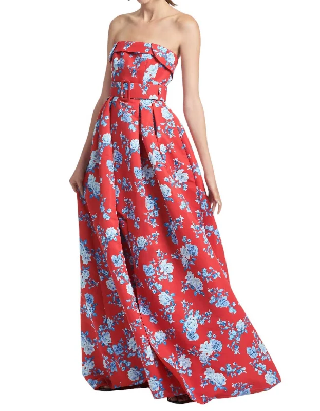 Extra Savings Brielle Gown In Red Blue Floral