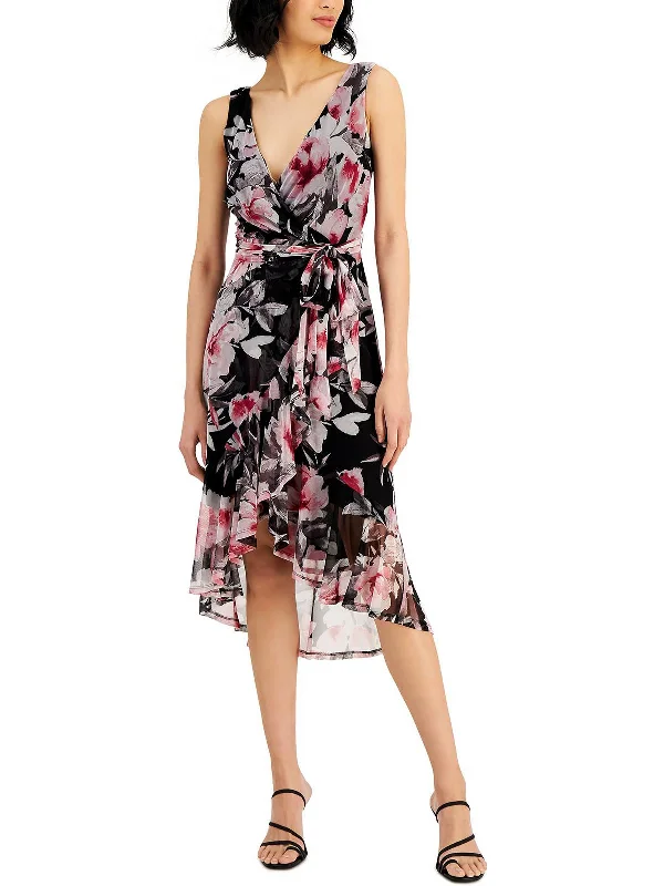 Exclusive Savings Womens Floral Print Hi-Low Wrap Dress