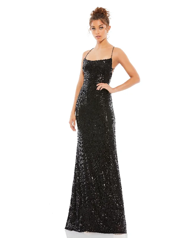 Time-Limited Offer Sequin Lace Up Back Evening Gown