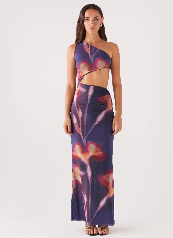 Early Bird Discount Shadows In The Sun Mesh Maxi Dress - Ember Rose