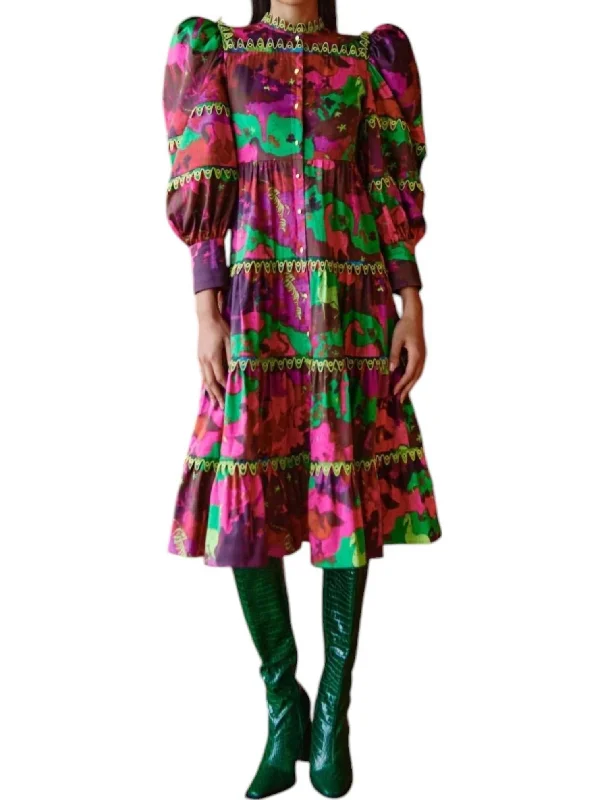 Now or Never Hasu Dress In Purple Multi