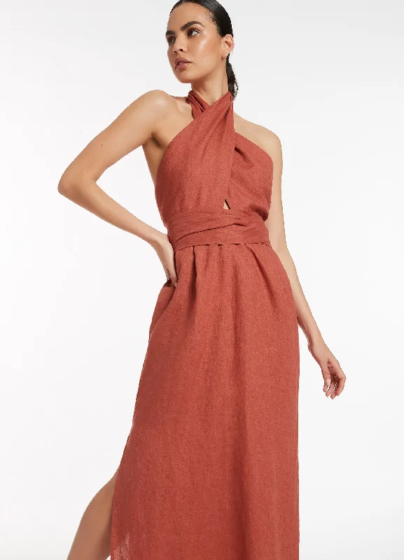 Crazy Deals Jetset Wrap Front Dress - Terracotta