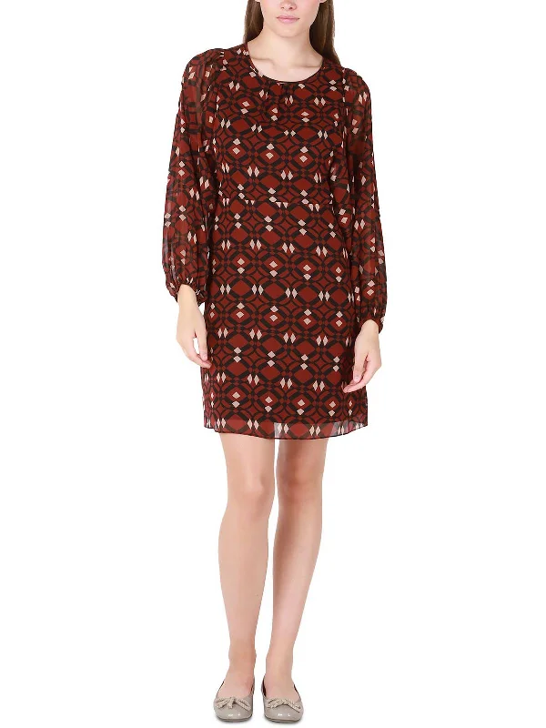 Now or Never Womens Printed Knee Shift Dress