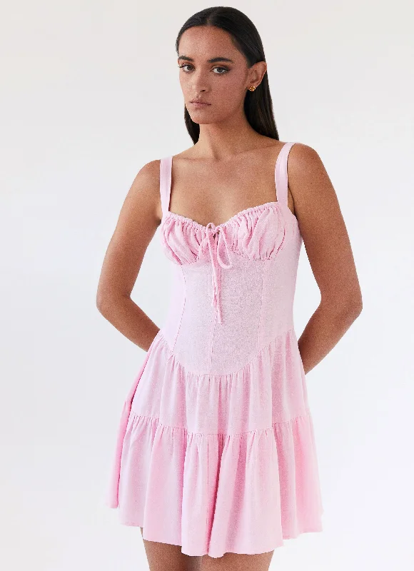 Special Discount Lucie Linen Mini Dress - Pink