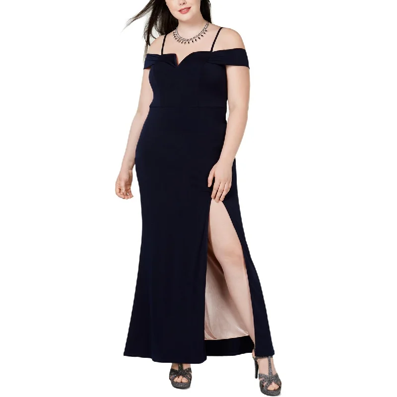 Special Price Plus Womens Off-The-Shoulder V-Neck Evening Dress