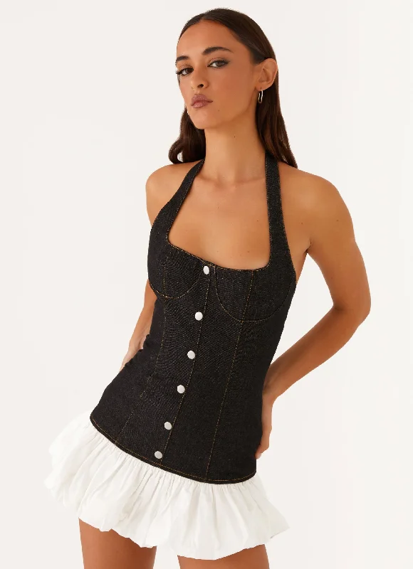 The Best Prices Georgina Denim Mini Dress - Black