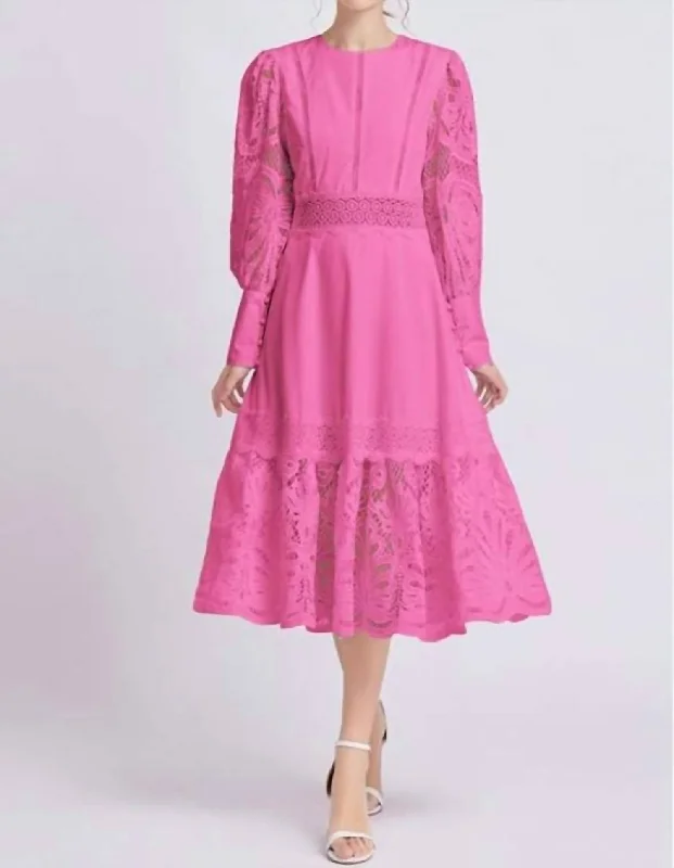 Instant Discount Crochet Long Dress In Pink