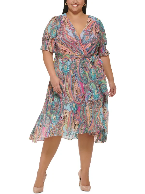 Markdowns Plus Womens Daytime Midi Fit & Flare Dress