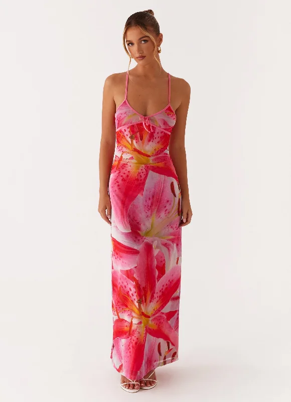 Special Discount Claudie Maxi Dress - White Pink Lilly
