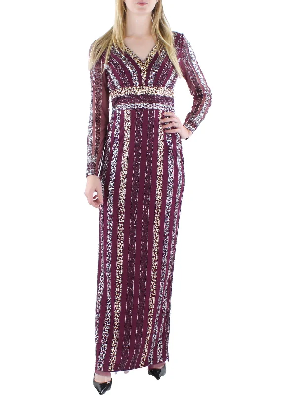 Price Fest Womens Sequined Maxi Evening Dress