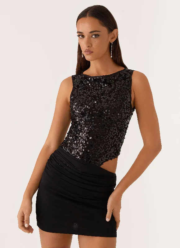 Special Savings Superstition Sequin Mini Dress - Black