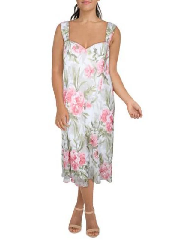 Daily Deals Plus Womens Chiffon Sleeveless Midi Dress