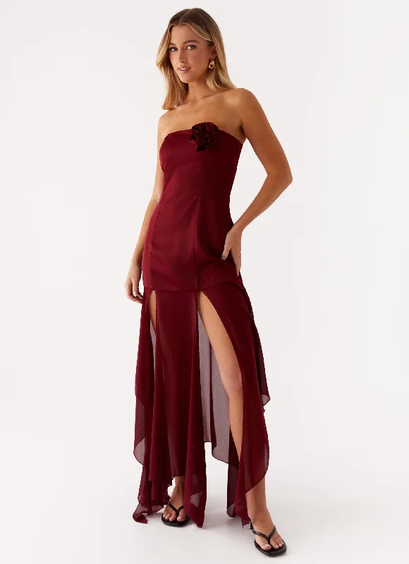 YEAR-End Sale Collision Satin Maxi Dress - Cherry Red