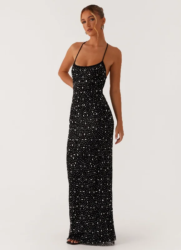 Low Prices Cressida Rhinestone Mesh Maxi Dress - Black