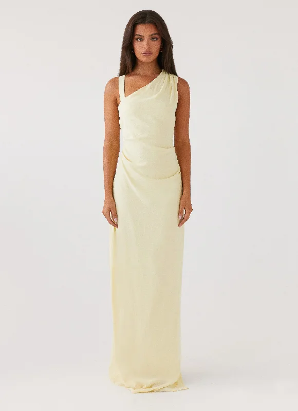 Closeout Daffodil Charm Linen Maxi Dress - Sunflower Yellow