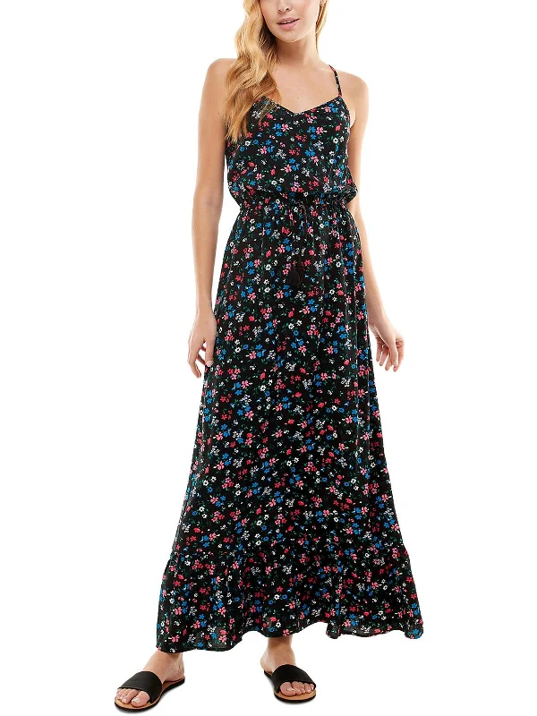 Online Specials Juniors Womens Floral Criss Cross Maxi Dress