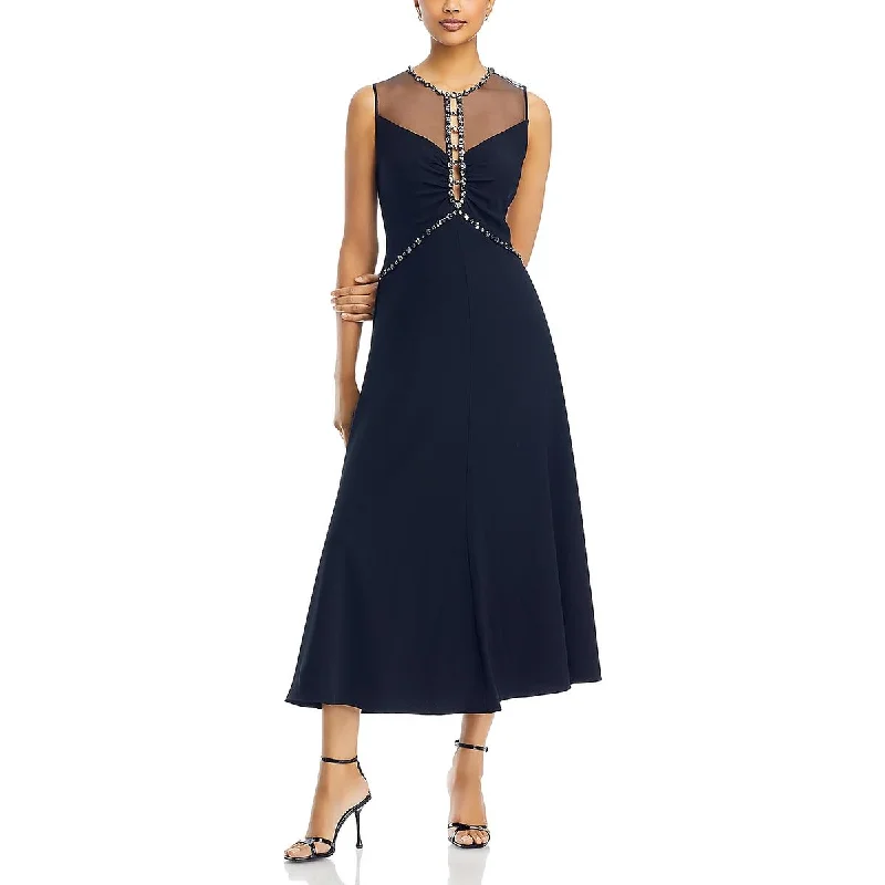 Limited Edition Everly Womens Embellished Illusion Evening Dress
