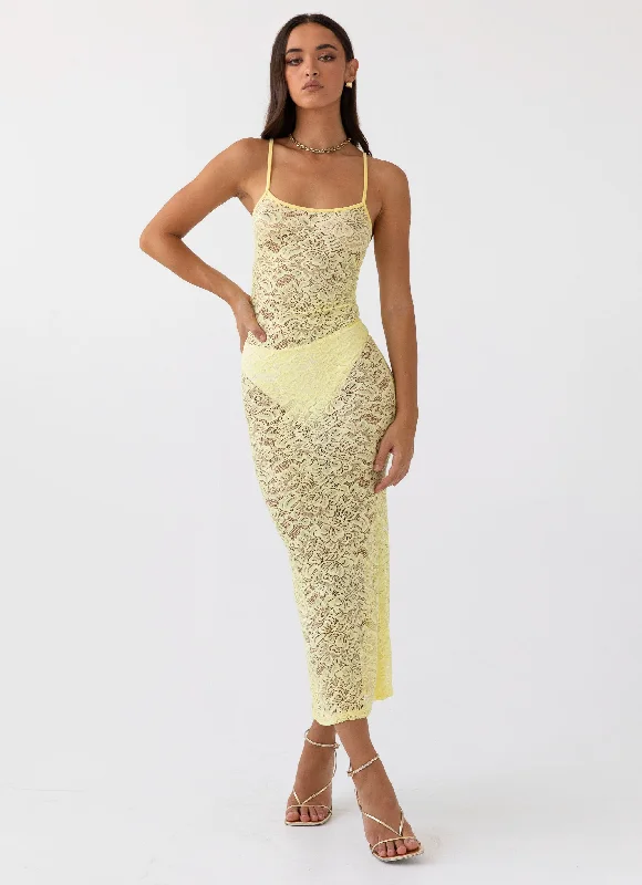 Price Drop Leona Lace Maxi Dress - Canary