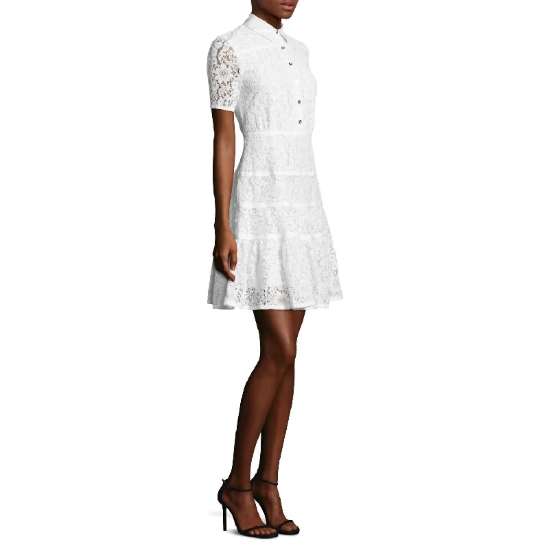 Deal Dash Meadow Lace Shirtdress In Magnolia White