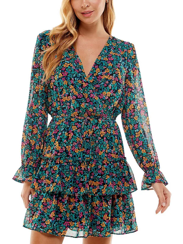 Season Finale Sale Juniors Womens Tiered Mini Shift Dress