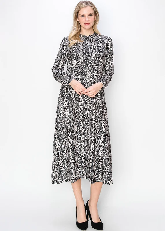 Savings Galore Black Serpentine Print Dress