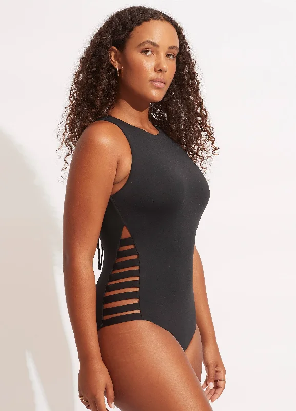 Super Savings Seafolly Collective Multi Strap One Piece - Black