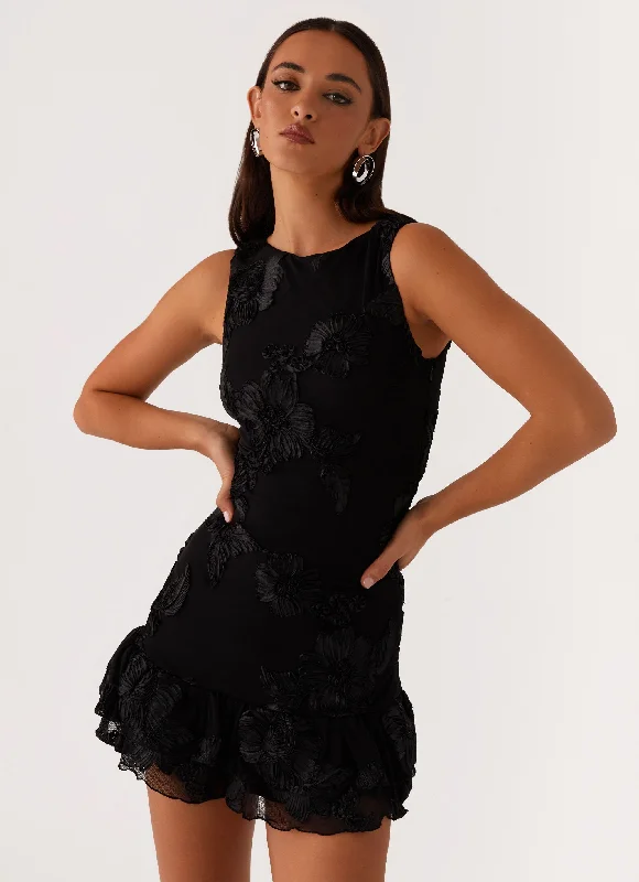 Can't Miss Last Dance High Neck Mini Dress - Black