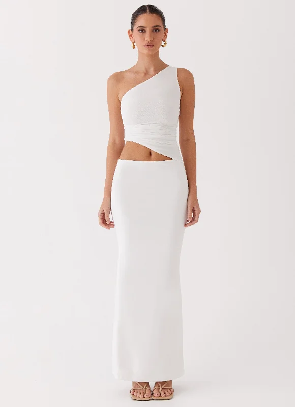 Special Price Seranella One Shoulder Maxi Dress - White