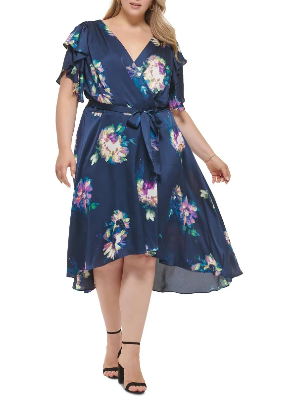 Buy Now Plus Womens Floral Hi-Low Wrap Dress