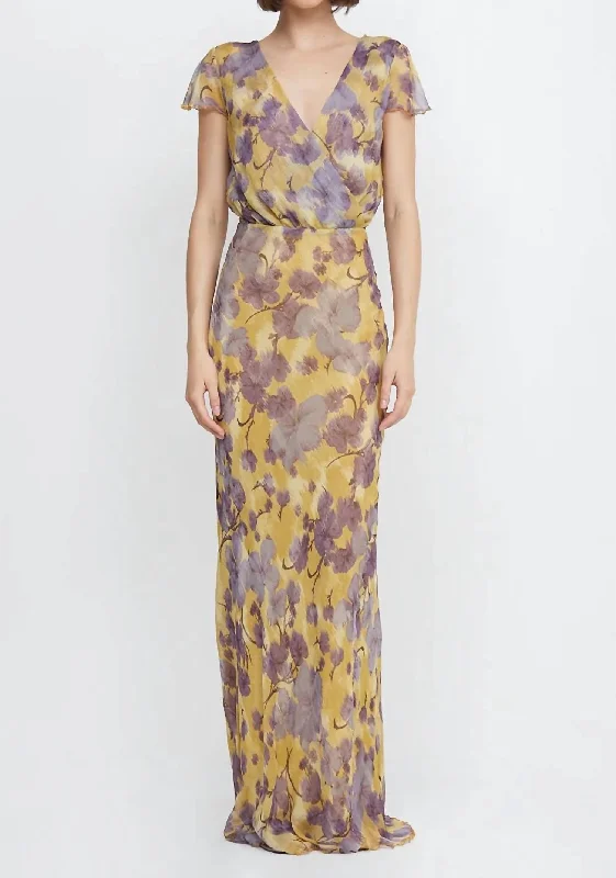 Act Fast Bernadette Wrap Maxi Dress In Golden Violet
