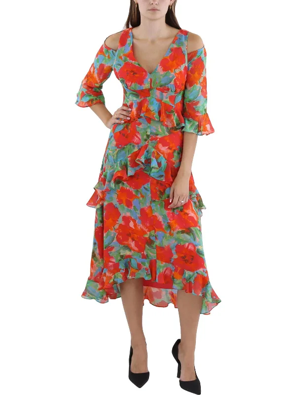 Super Sale Womens Floral Print Midi Fit & Flare Dress