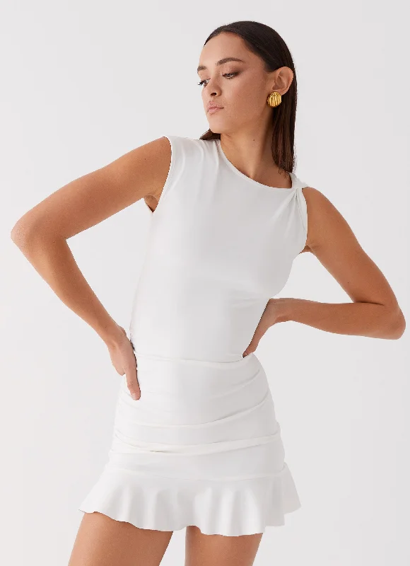 Discount Days Katy Frill Mini Dress - Ivory