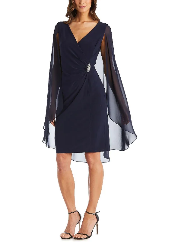 Discount Deals Petites Womens Chiffon Embellished Cocktail and Party Dress