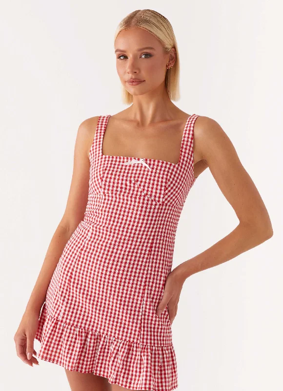 Massive Deals Honesty Mini Dress - Red Gingham