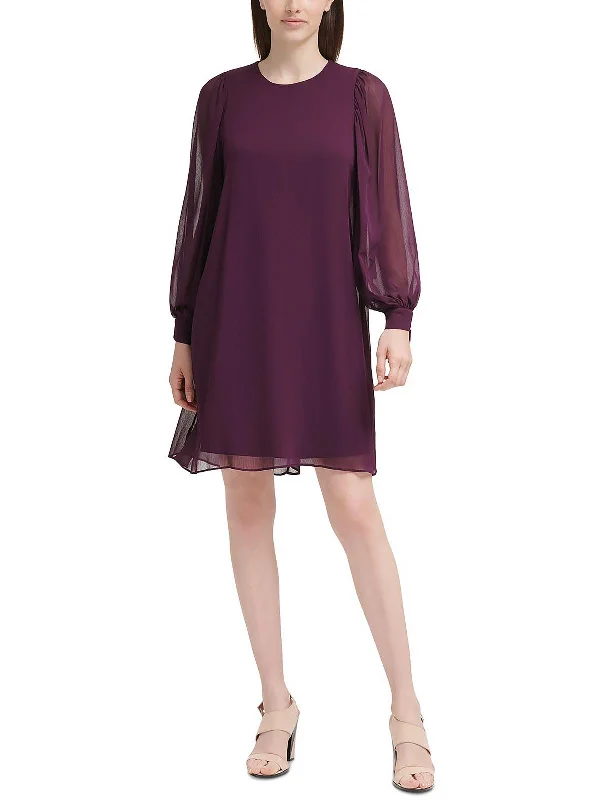 Instant Savings Plus Womens Tie-Sleeve Mini Shift Dress