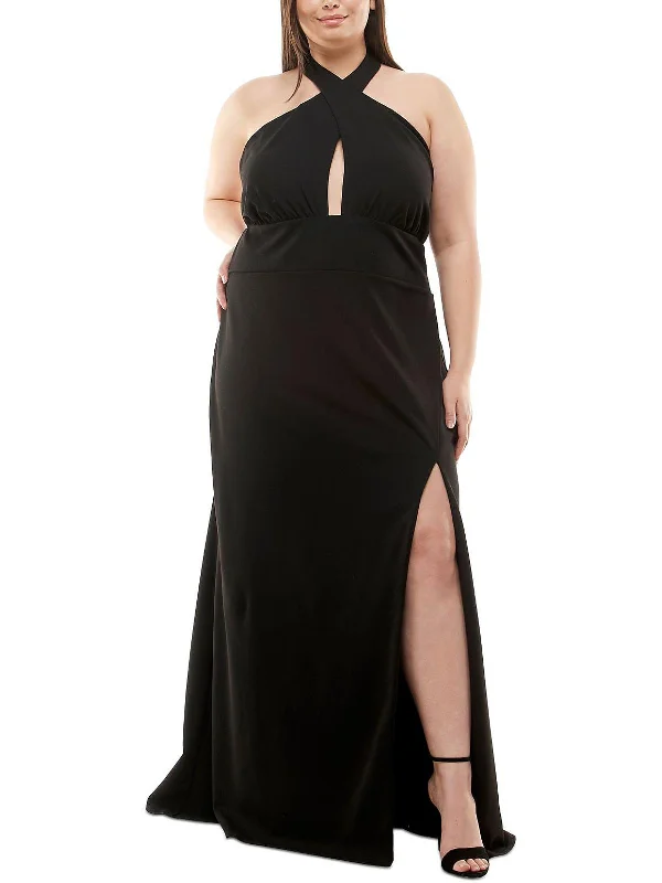 Blowout Sale Plus Womens Keyhole Neckline Full Length Evening Dress