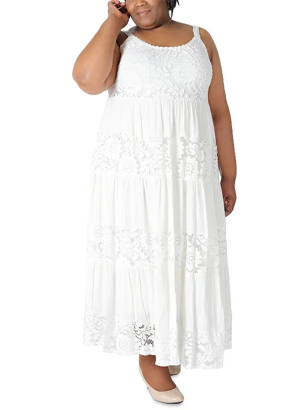 Doorbuster Deal Plus Womens Lace Sleeveless Maxi Dress