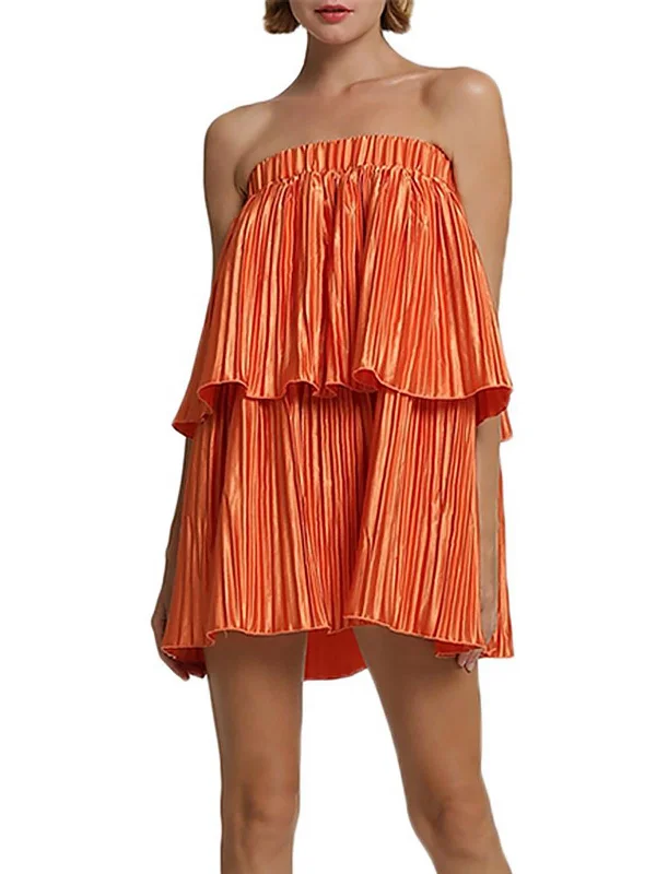 Final Markdown Reveries Womens Strapless Pleated Mini Dress